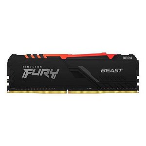 Memória Kingston Fury Beast, RGB, 16GB, 3600MHz, DDR4, CL18, Preto - KF436C18BBA/16