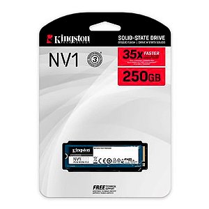 SSD Kingston NV1 250GB, M.2 2280 NVMe, Leitura: 2100MB/s e Gravação: 1100MB/s - SNVS/250G