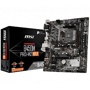 Placa-Mãe MSI B450M Pro-M2 Max p/ AMD AM4, m-ATX, DDR4