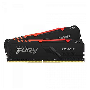 Memória Kingston Fury Beast, RGB, 16GB, 3200MHz, DDR4, CL16, Preto - KF432C16BB1A/16