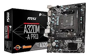 Placa Mãe MSI A320M-A PRO, Chipset A320, AMD AM4, MATX, DDR4