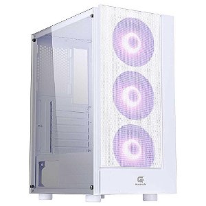 Gabinete Gamer Fortrek Cruiser, Lateral Em Acrílico, Com 3 Coolers RGB, Branco - 80257