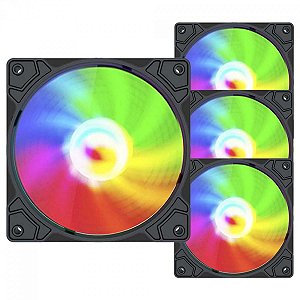 Kit Fan Com 4 Unidades Liketec Flash RGB, 120mm, Black