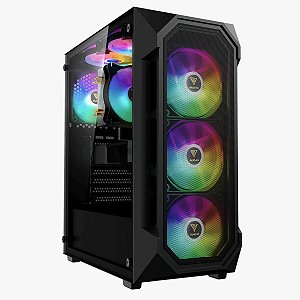 Gabinete Gamer Gamdias Aura GC1 Elite, Vidro Temperado, ATX, Mid Tower, RGB, Com 4 Fans, Sem Fonte, Black