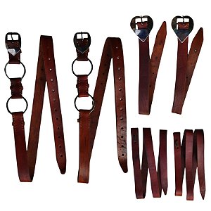 Loro 35 de Couro Argolado + Jogo de Contra Com Látego Para Arreios e Selas Luxo