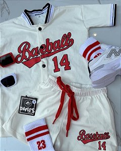 Conjunto Infantil Masculino Baseball Off White