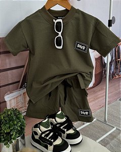 Conjunto Infantil Masculino Verde Militar Casual