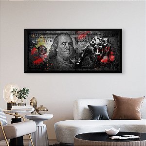 Quadro do Poder Dólar e Touro de Wall Street Original Grande