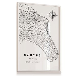 Quadro Mapa Cidade Santos São Paulo Ruas