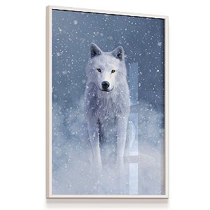 Quadro Decorativo Lobo Branco Neve Animal Natureza