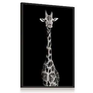 Quadro Decorativo Girafa Preto e Branco Pescoço