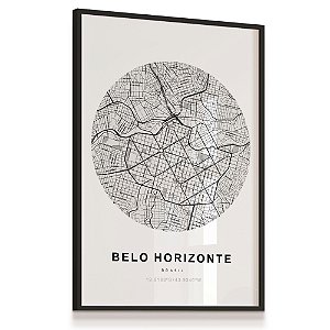 Quadro Decorativo Mapa Cidade Belo Horizonte Brasil