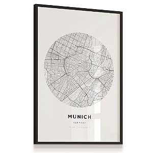 Quadro Decorativo Mapa Cidade Munique Alemanha Nome de Ruas