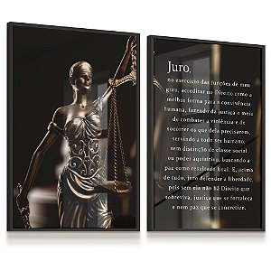 Quadro Kit 2 Juramento Direito Deusa da Justiça Advocacia