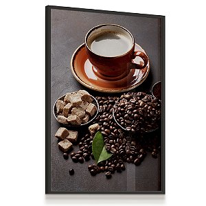 Quadro Decorativo Coffee Grãos de Café Xícara