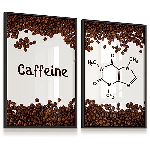 Quadro Decorativo Coffee Fórmula Café Grãos Caffeine Kit 2