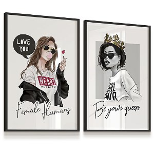 Quadro Decorativo Mulher Queen Rainha Brechó Loja Store