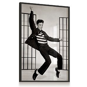Quadro Decorativo Elvis Presley Retrô Dança Preto e Branco