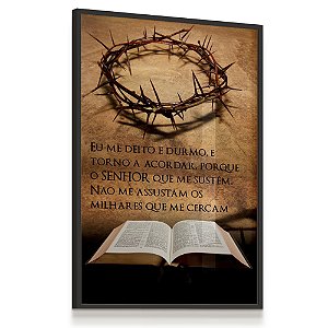 Quadro Decorativo Coroa de Cristo Versículo Bíblia Religião