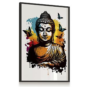 Quadro Decorativo Buda Colorido Cores Religião Borboleta