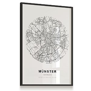 Quadro Decorativo Mapa Münster Alemanha Germany Cidades Países
