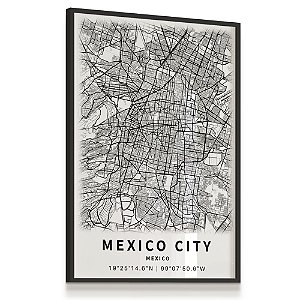 Quadro Decorativo Mapa Cidade México Com  Nomes Ruas