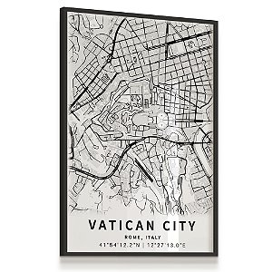 Quadro Decorativo Mapa Cidade Vaticano com Nomes de Ruas