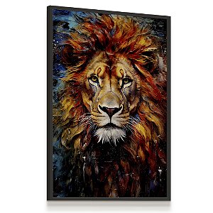 Quadro Decorativo Rosto Leão Colorido Judá Religioso Majestoso