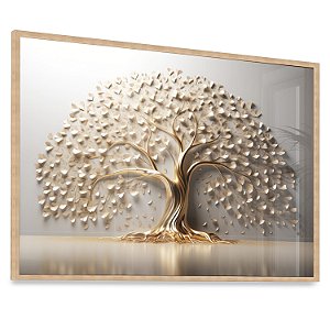 Quadro Árvore da Vida Branco Dourado Gold Lindo