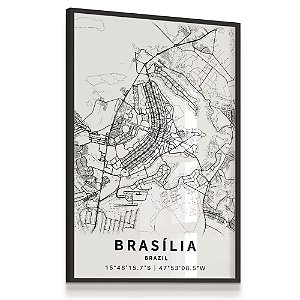 Quadro Decorativo Mapa Brasília Distrito Federal Nome de Ruas