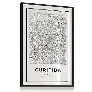 Quadro Decorativo Mapa Curitiba Paraná Brasil Nome de Ruas