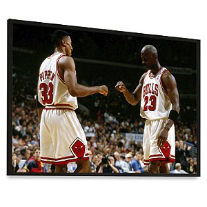 Quadro Decorativo Basquete Jogo Bulls Pippen e Jordan