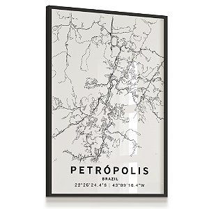 Quadro Decorativo Mapa Cidade Petrópolis Rio de Janeiro Brasil