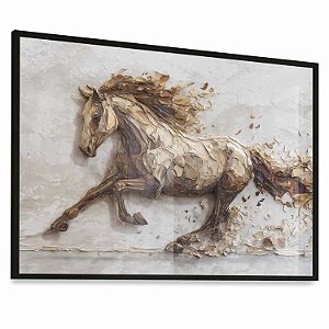 Quadro Decorativo Cavalo Crina Horse Animal Cores Neutras Pintura