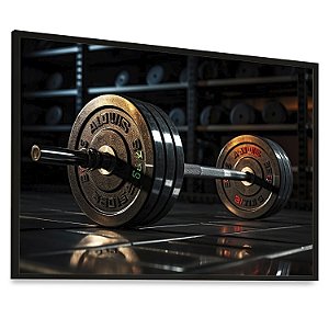 Quadro Decorativo Academia Alteres Treino Hard Musculação Fitness