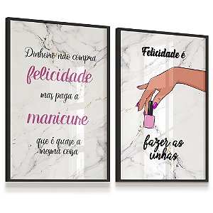 Quadro Decorativo Kit 2  Esmalteria Salão Beleza Esmalte Unhas Frase