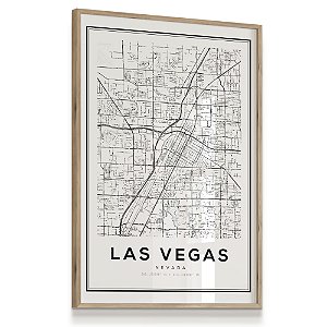 Quadro Decorativo Mapa Las Vegas Nevada Nome de Ruas Retangular