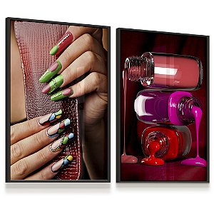 Quadro Decorativo Kit 2 Esmalteria Salão Esmaltes Líquido Unhas Cores