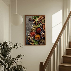 Quadro  Decorativo Temperos Potes Colheres Condimentos Cores Goumert Cozinha Pub