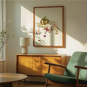 Quadro Decorativo Nutrição Nutricionista Maçã Saúde Corpo Feminino Fita Métrica Flores Rosas