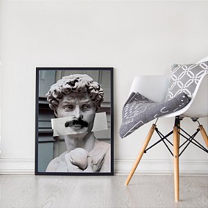 Quadro Decorativo Barbearia Estátua Bigode Barba Barbershop Hair Corte Cabelo Tesouras Corte Masculino