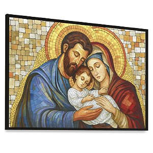 Quadro Decorativo Sagrada Família Cores Vitral Religioso Religião Oração