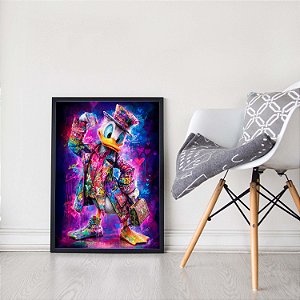 Quadro  Decorativo Tio Patinhas Colorido Street Art Desenho Estilo Poder Negócios
