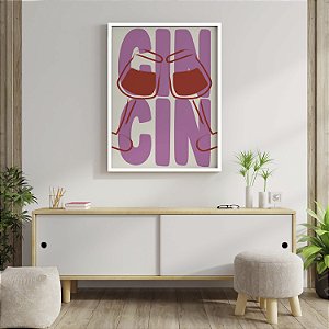 Quadro  Decorativo Drink Cheers Cin Cin Taça Vinho Vintage Gourmet