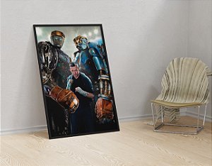 Quadro  Decorativo Gigantes de Aço Atom Filme Real Steel Cinema Boxe de Robôs