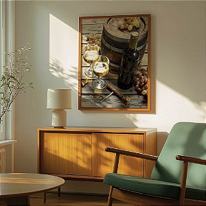 Quadro Decorativo Taças Vinho Branco Uva Wine Goumert Adega
