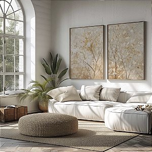 Quadro Decorativo Flores Delicadas Tons Claros Natureza Kit 2