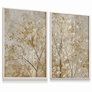 Quadro Decorativo Flores Delicadas Tons Claros Natureza Kit 2