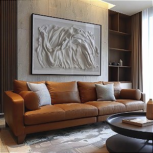 Quadro Decorativo Abstrato Efeito 3d Branco Off White Minimalista