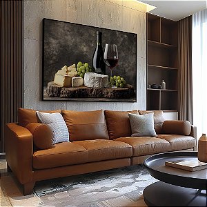 Quadro Decorativo Vinho Tinto Wine Queijos Uvas Adega Petiscos